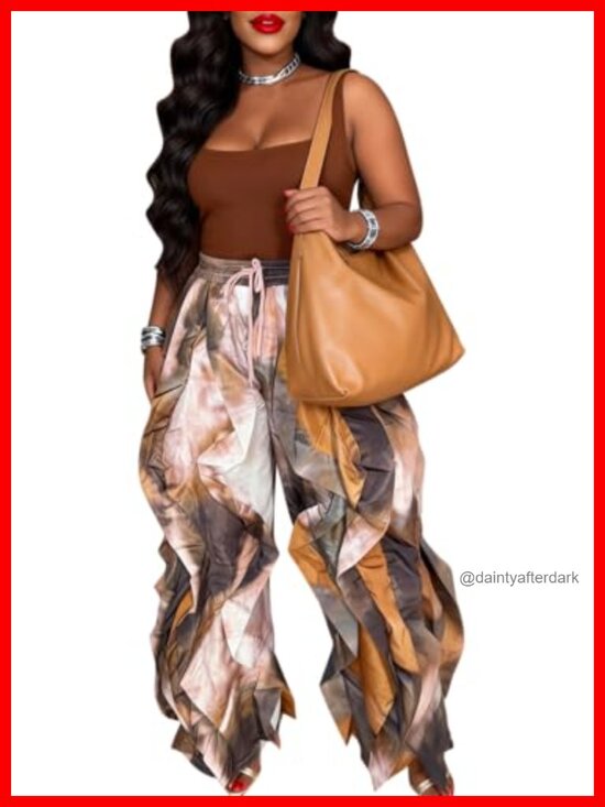 Pants - Baggy Cargo Pants Y2K Wide Leg Parachute Joggers Drawstring Waist
